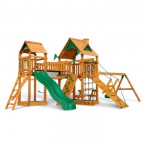 Pioneer Peak Cedar Swing Set With Amber Posts & Wood Roofs